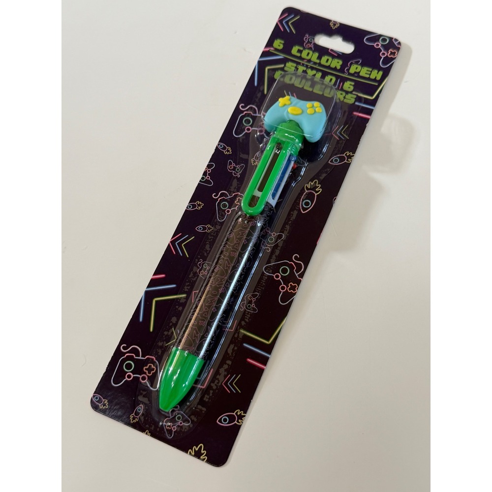 Gamer Video Game Controller 6‎ Color Retractable Ballpoint Pen Multi Ink Neon